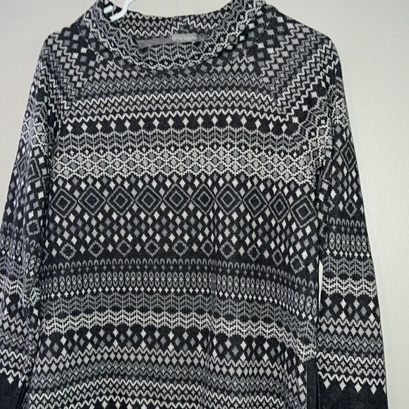 T by Talbots Fair Isle Nordic Knit Mock Neck Side Zip Sweater Womens Size MP - Picture 3 of 11
